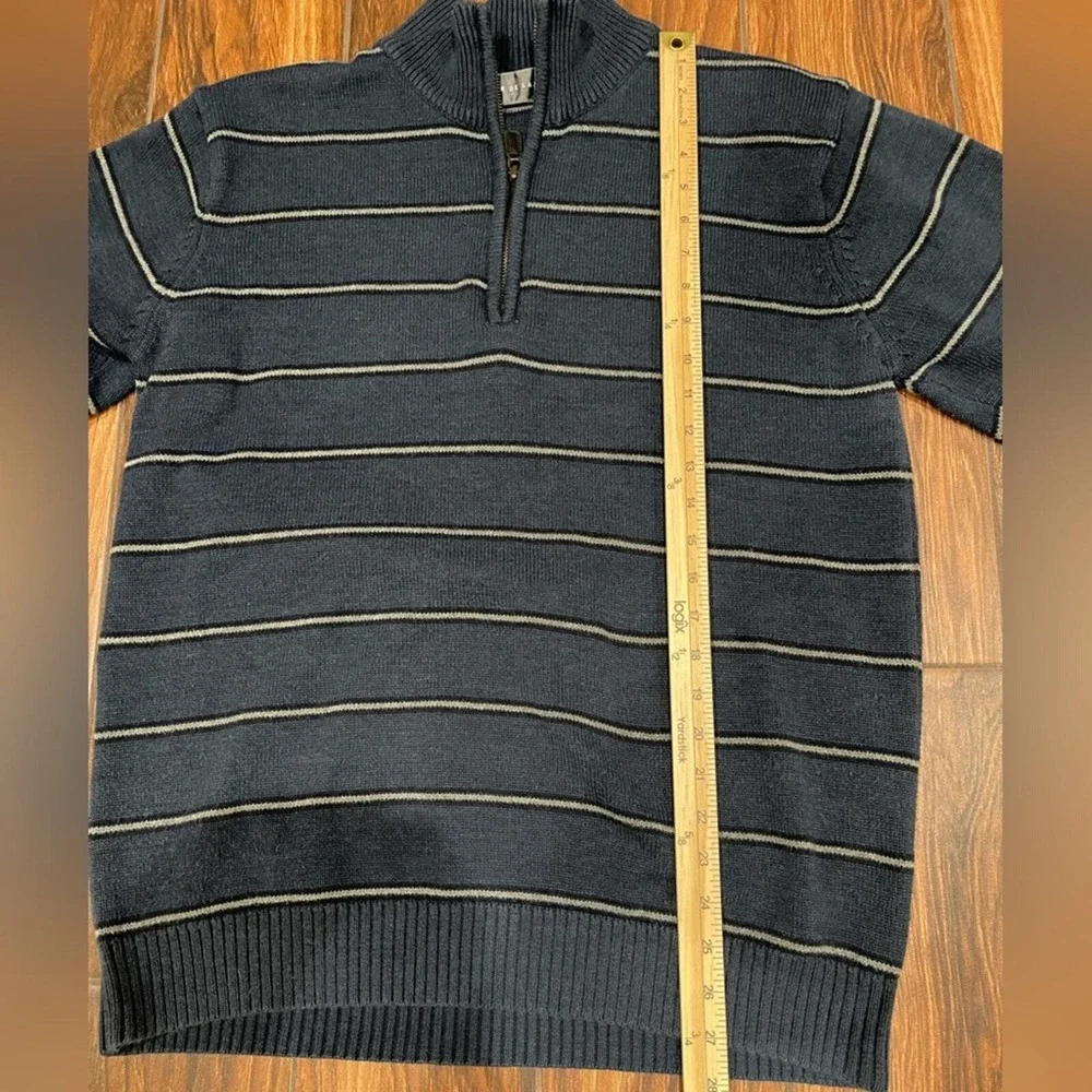 Vintage Oscar De La Renta Mens Large 1/4 Zip Mock Neck Stiped Sweater Old‎ Money